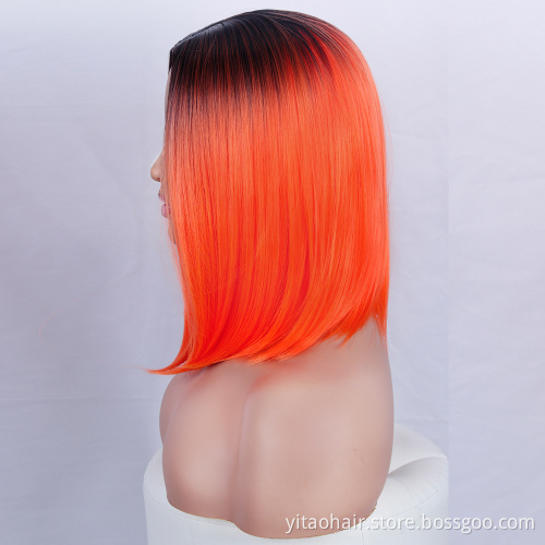 FZY Wholesale price high quality synthetic fibre  wig cosplay  ombre orange short bob synthetic hair wig vendor